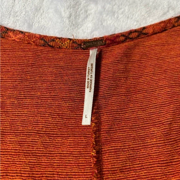 Free People Printed Button Front Romper Red Combo Boho Festival | Size L - Picture 8 of 12